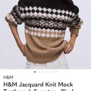 H&M Black and White Jacquard Knit Sweater
